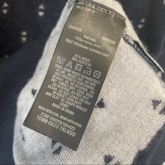 TED Baker Patterned Navy Sweater - Picture 5 of 6
